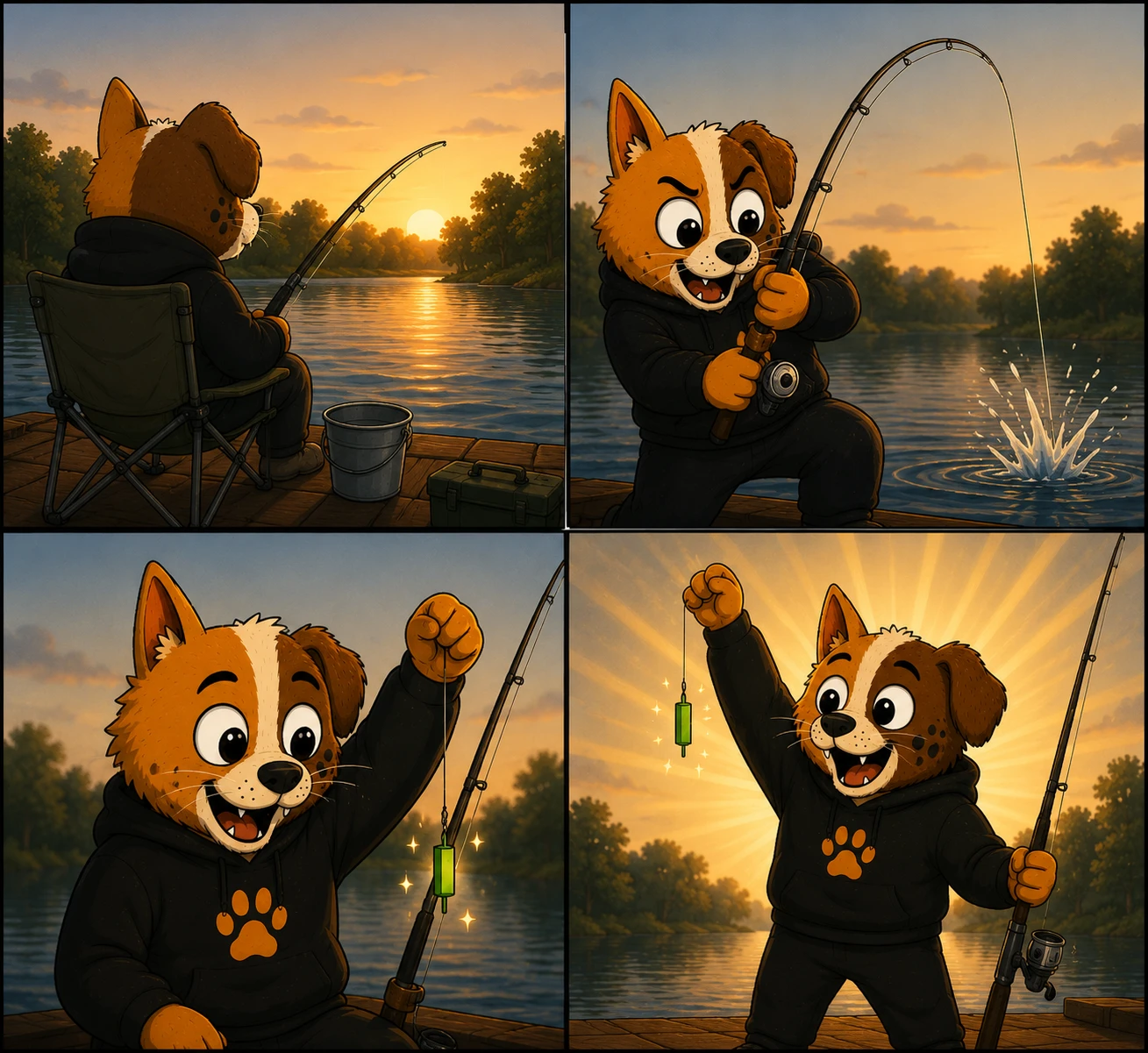 MEOG fishes at sunset and catches a green trading candle.
