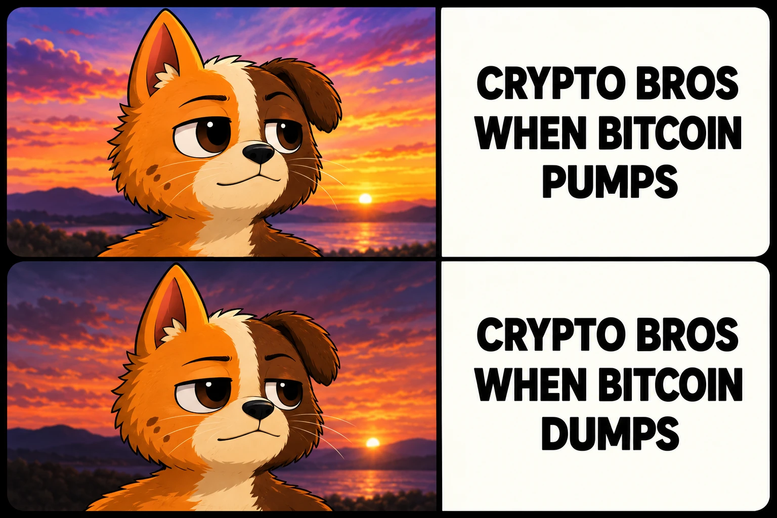 MEOG stays equally calm when Bitcoin pumps and dumps.